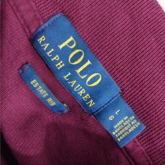 POLO RALPH LAUREN! BURGUNDY RED ESTATE RIBBED FINE COTTON 1/4 ZIP SHIRT! SZ L - Picture 7 of 10